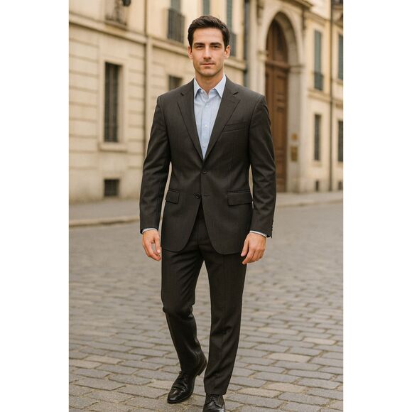 BURBERRY LONDON Gray Stripe Sports Coat Suit Blazer Jacket  Mens Size 39R - Picture 1 of 12